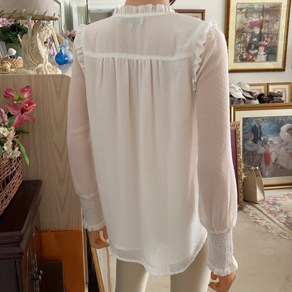 NWOT Loft White Textured Blouse - Picture 7 of 9
